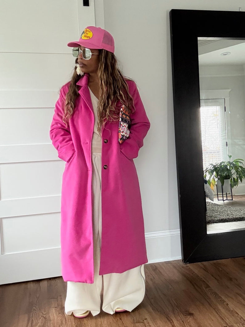 Classic Wool Coat - Hot Pink