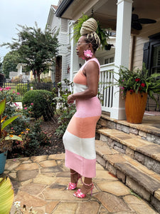 Color Block Knit Skirt Set