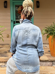 Soft Denim Tab Sleeve Shirt
