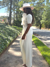 Load image into Gallery viewer, Ribbon Neck Tie Knit Top - Cream
