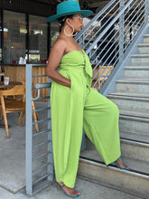 Load image into Gallery viewer, Strapless Tie Front Barrel Jumper - Lime