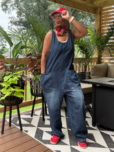 Load image into Gallery viewer, Dark Denim Front Pocket Overalls