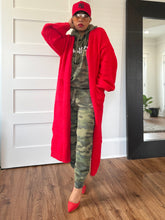 Load image into Gallery viewer, Balloon Sleeve Maxi Cardigan - Red