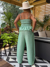 Load image into Gallery viewer, Striped Smocked Peplum &amp; Pant Set