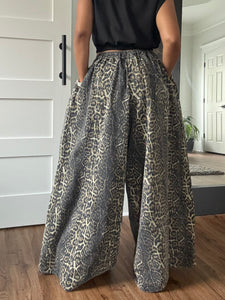 Flowy Leopard Denim Palazzo Pant