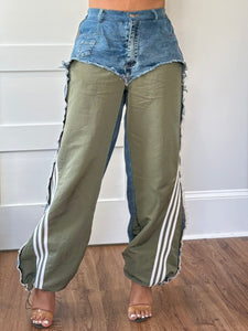 Denim Contrast Track Pant (S-XL)