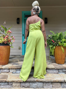 1 Shoulder Drape Overlay Jumpsuit