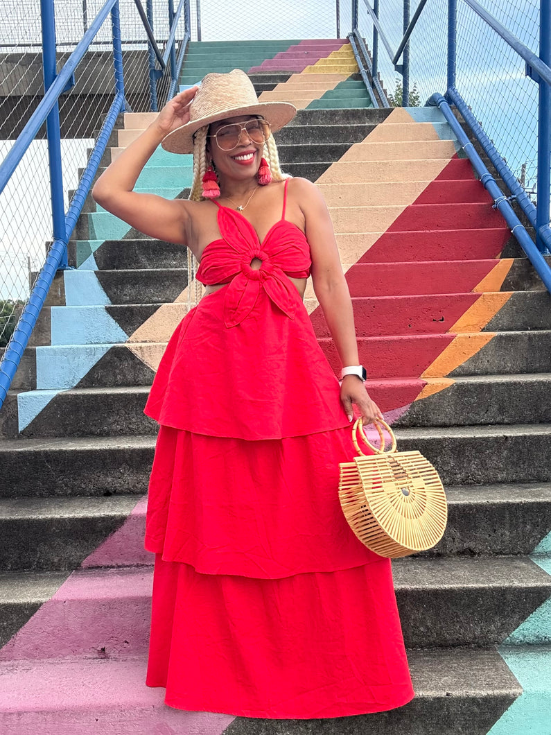 Linen Petal Tiered Maxi