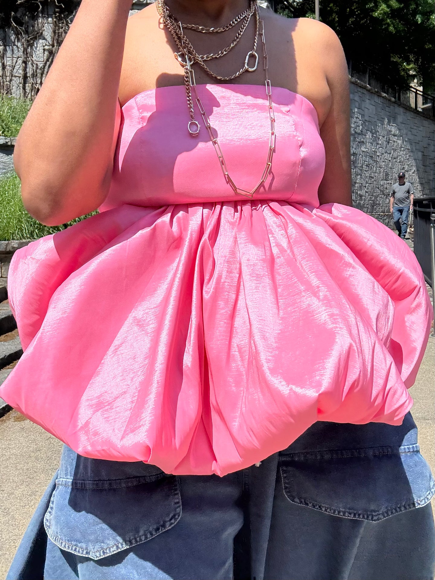 Strapless Taffeta Bubble Mini - Pinky Pink