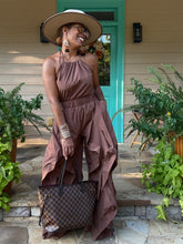 Load image into Gallery viewer, Wavy Halter Windbreaker Jumpsuit - Pecan