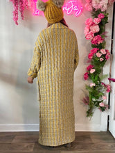 Load image into Gallery viewer, Mixed Cable Knit Maxi Cardigan - Yellow/Grey