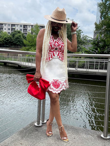 Linen Embroidered Petals Dress