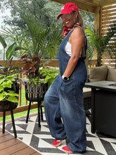 Load image into Gallery viewer, Dark Denim Front Pocket Overalls