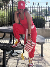 Load image into Gallery viewer, Racer Stripe Sleeve Tie Jumper - Red