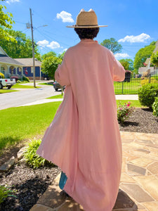 100% Linen Waterfall Duster - Coral