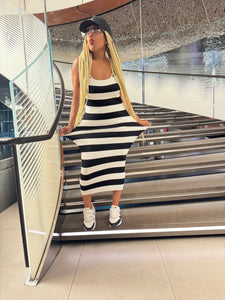 Super Stretchy Striped Midi Dress