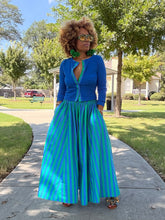 Load image into Gallery viewer, Color Blocked Cardigan &amp; Gaucho Set - Cobalt