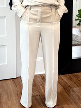 Load image into Gallery viewer, Faux Leather Waist Contrast Slacks