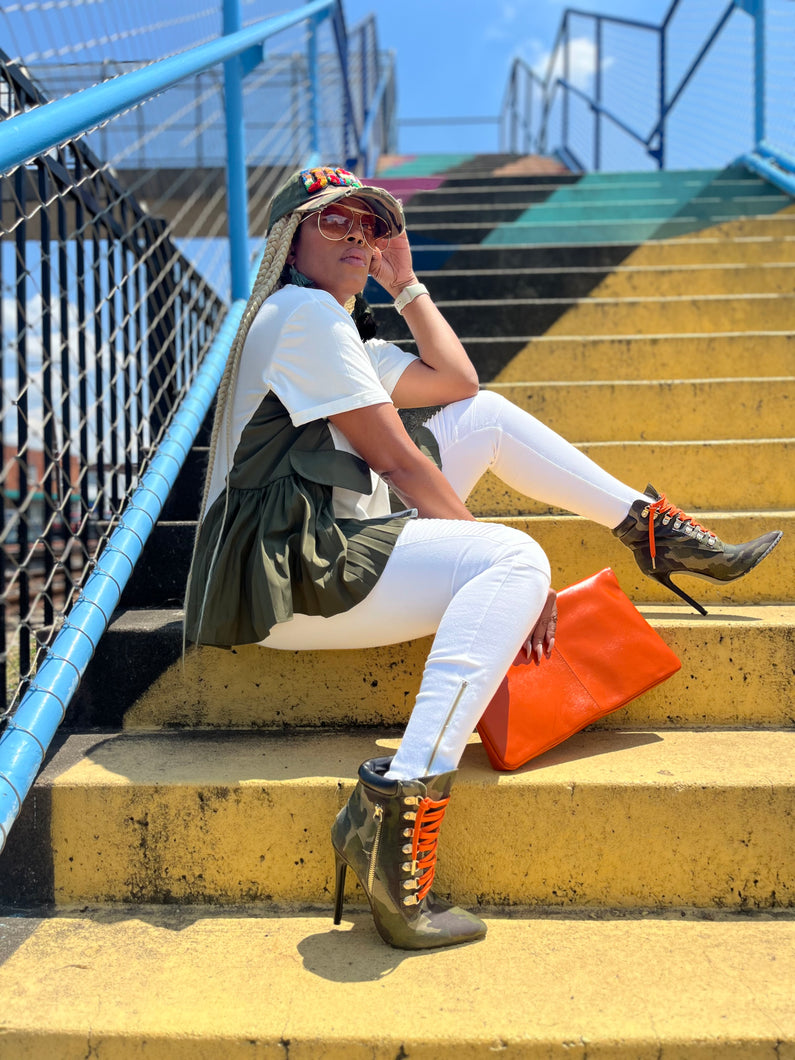 Pleated Flare Tee - White