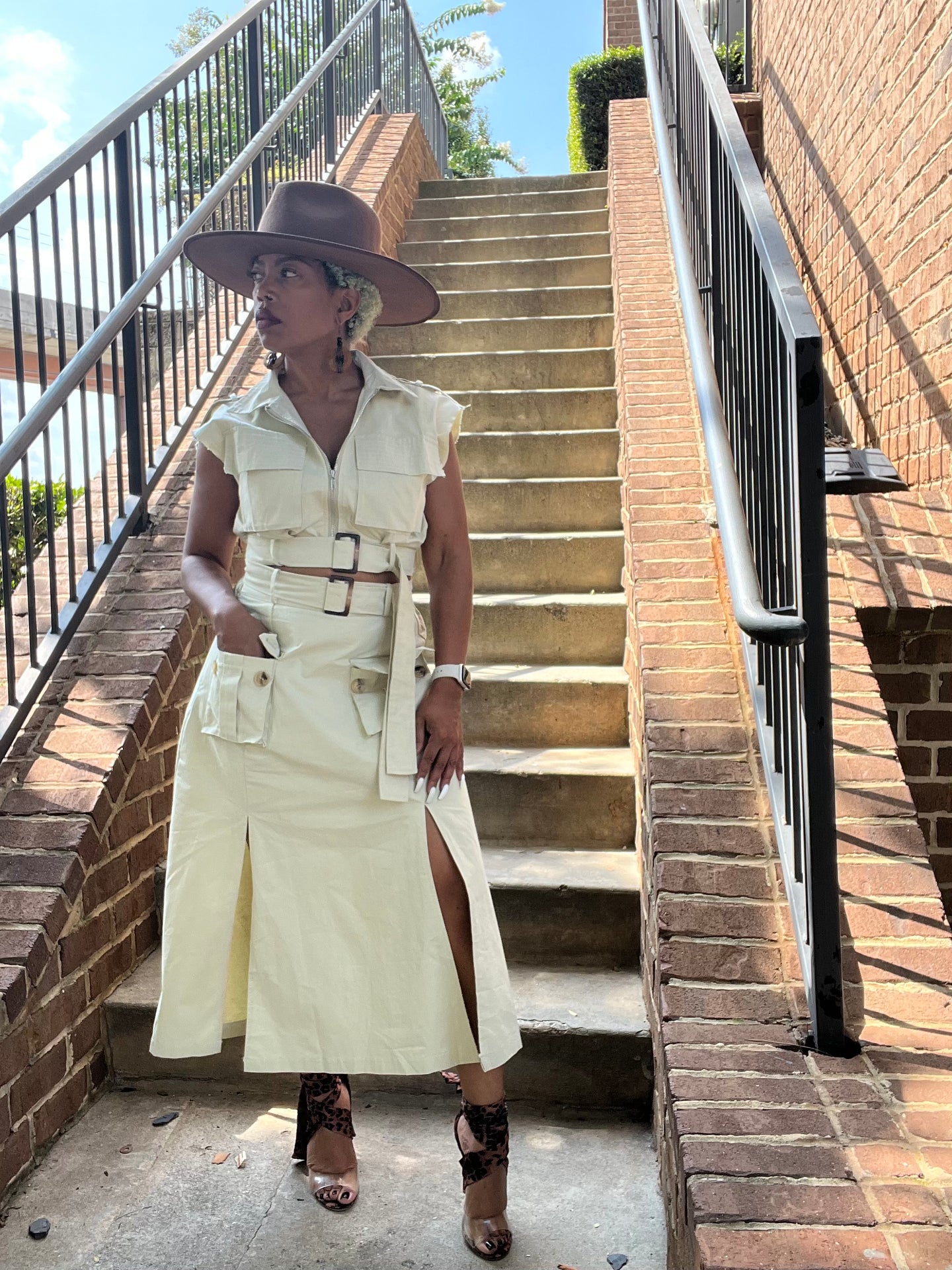 Safari Cargo Skirt Set - Khaki