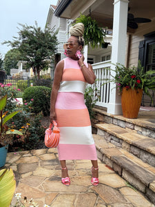 Color Block Knit Skirt Set