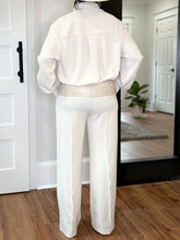 Load image into Gallery viewer, Faux Leather Waist Contrast Slacks