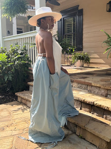 Baggy Ruch Drawstring Palazzo Pant - 3XL Left