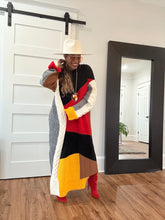 Load image into Gallery viewer, Patchwork Color Block Sweater Dress