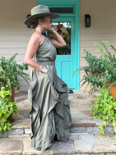 Load image into Gallery viewer, Wavy Halter Windbreaker Jumpsuit - Moss