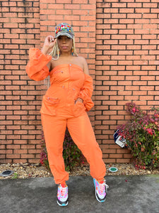 Off Shoulder Windbreaker Jumpsuit iAmDaniJay