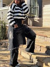 Load image into Gallery viewer, Double Waist Skirt Overlay Jeans - Ash Black