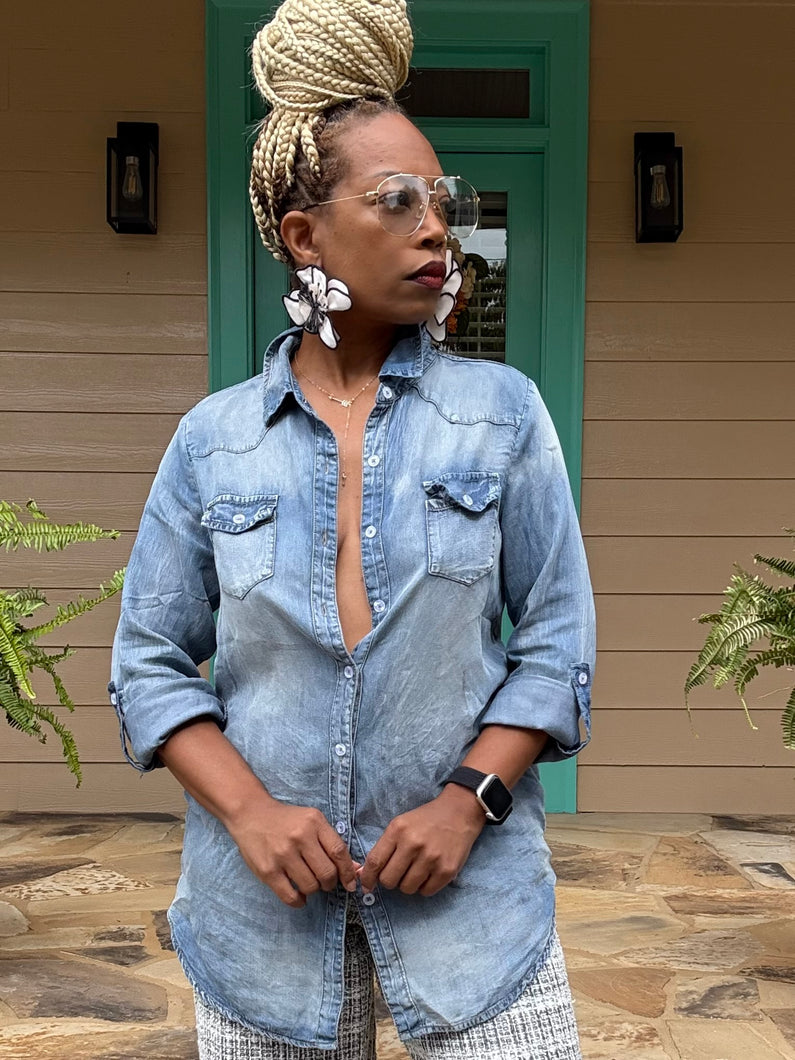 Soft Denim Tab Sleeve Shirt