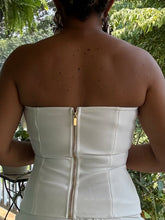 Load image into Gallery viewer, Rosette Strapless Bandage Top - White