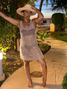 Rhinestone Mesh Mini Cover Up
