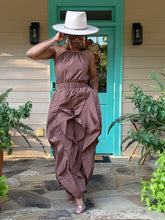 Load image into Gallery viewer, Wavy Halter Windbreaker Jumpsuit - Pecan