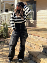 Load image into Gallery viewer, Double Waist Skirt Overlay Jeans - Ash Black