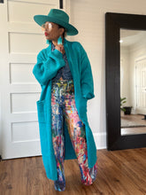 Load image into Gallery viewer, Balloon Sleeve Maxi Cardigan - Turquoise