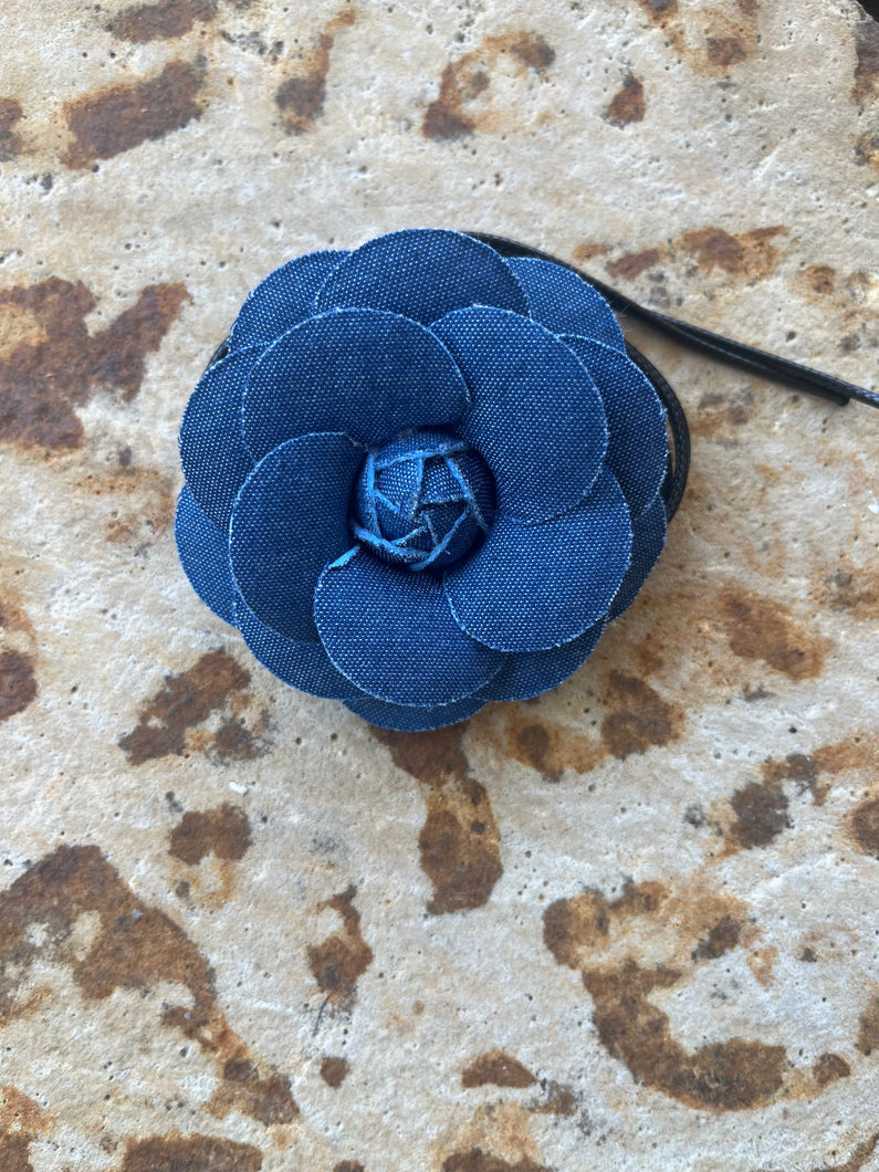 Denim Flower Wrap Choker