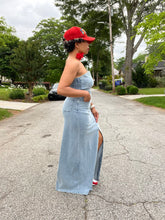 Load image into Gallery viewer, Denim Strapless Split Maxi