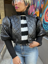 Load image into Gallery viewer, Perforated Quilt Faux Leather Jacket - Black