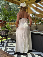 Load image into Gallery viewer, Strapless Linen Button Maxi
