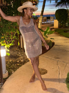 Rhinestone Mesh Mini Cover Up
