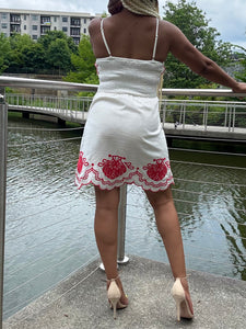 Linen Embroidered Petals Dress