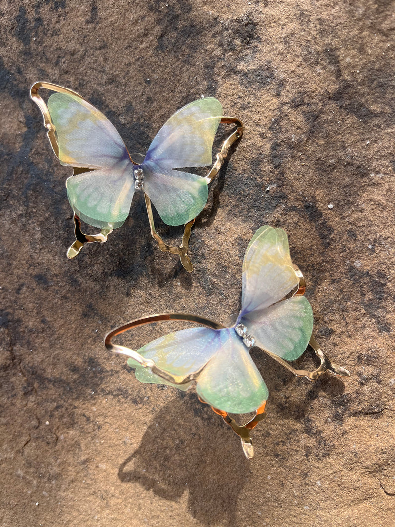 Fluttery Butterfly Earrings - Green