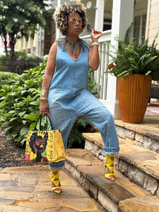 Deep U-Neck Denim Jumper