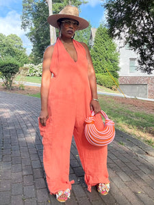 Gauze Halter Jumpsuit