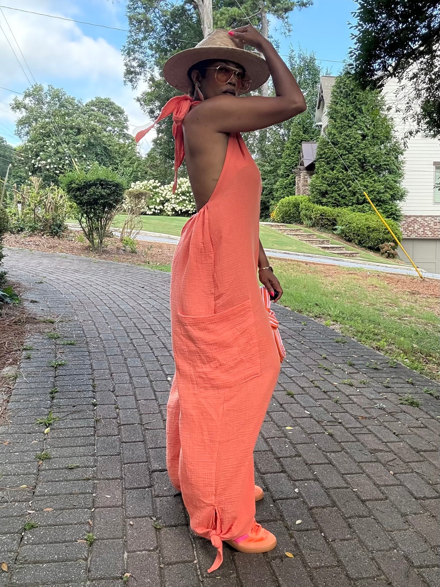 Gauze Halter Jumpsuit