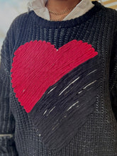 Load image into Gallery viewer, Black/Red Yarn Heart Sweater