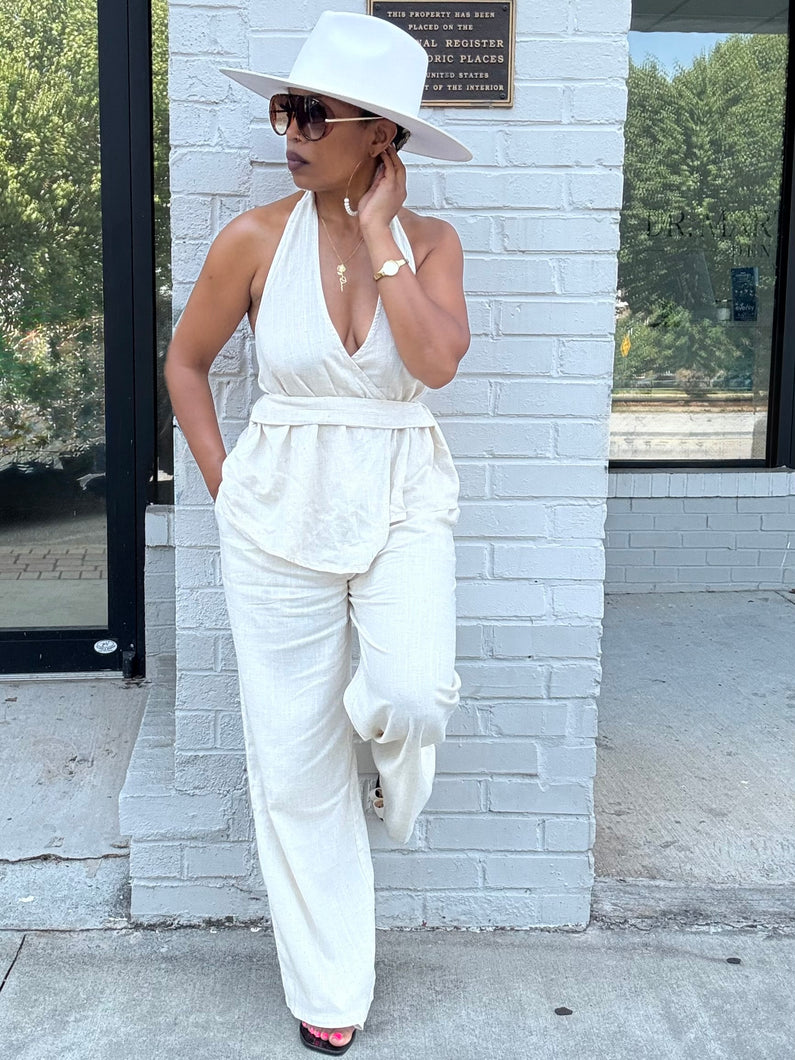 Linen Cummerbund Halter Set