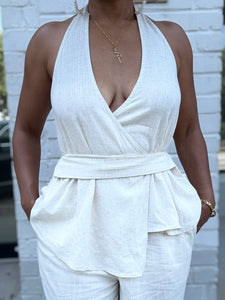 Linen Cummerbund Halter Set